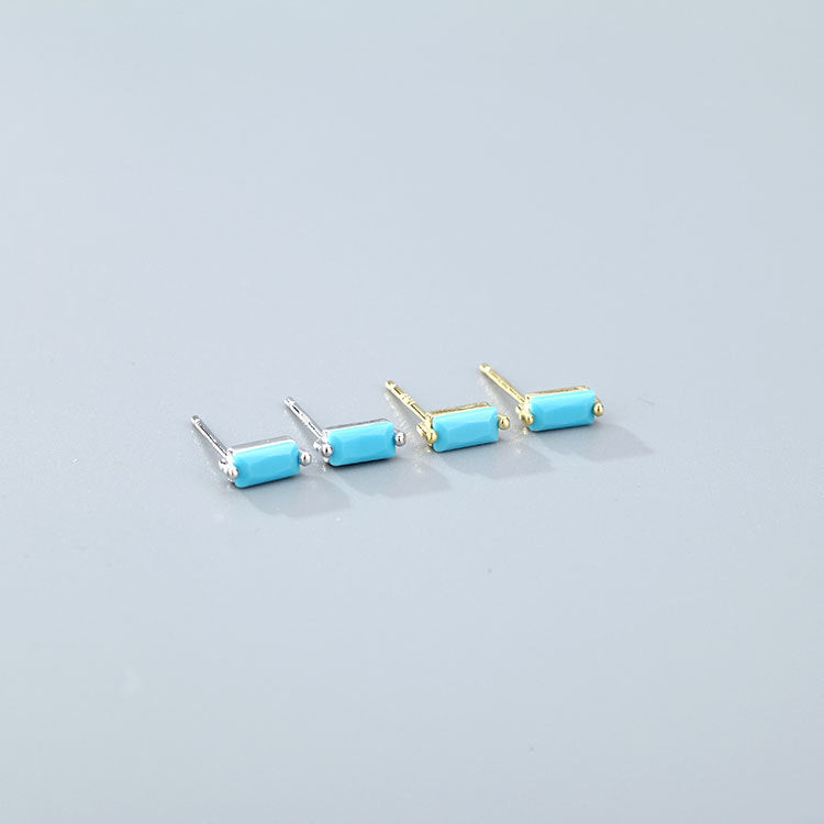 Wholesale 925 Sterling Silver Square Multicolored Zircon Earrings