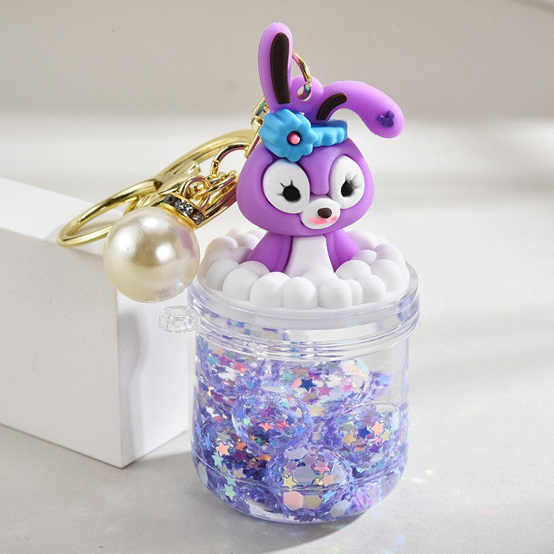 Wholesale Acrylic flowing sand bottle bag keychain
