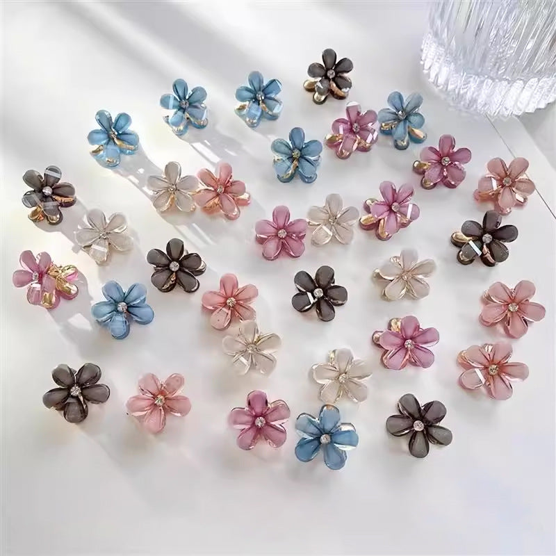 Wholesale Crystal five-petal flower small clip