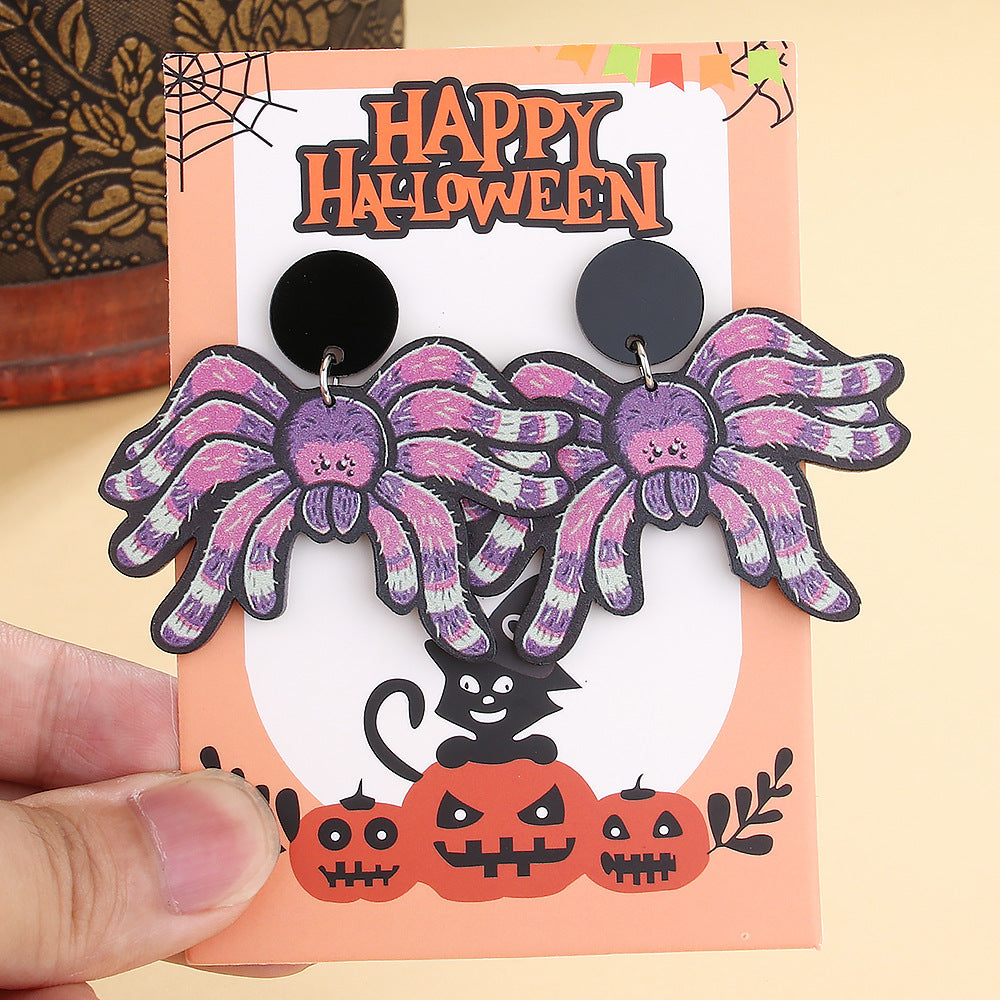 Wholesale Creative Spider Handmade Halloween Horror Ghost Spider Acrylic Earrings