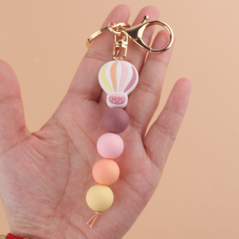 Wholesale Cartoon Hot Air Balloon Silicone Handmade Beaded Keychain