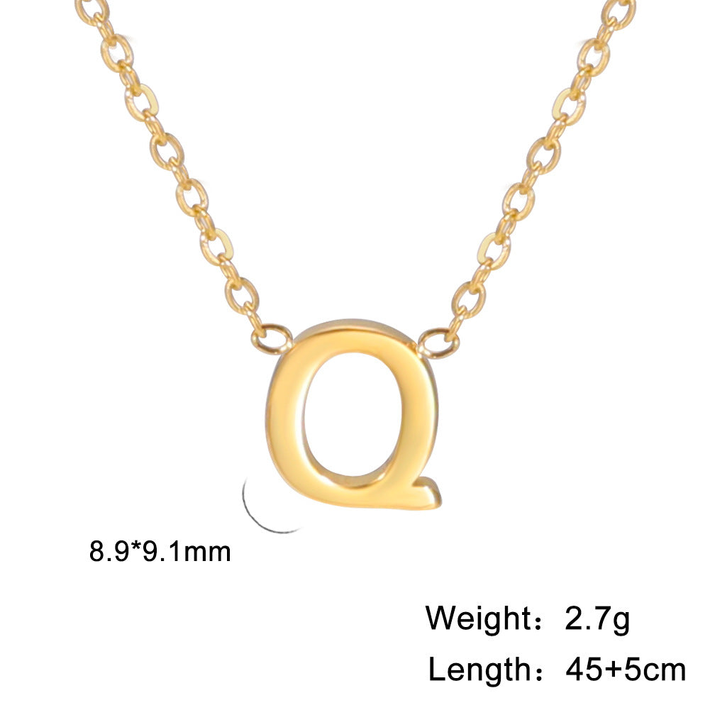Wholesale 26 Letter 18k Genuine Gold Electroplating Non Fading Stainless Steel Necklace