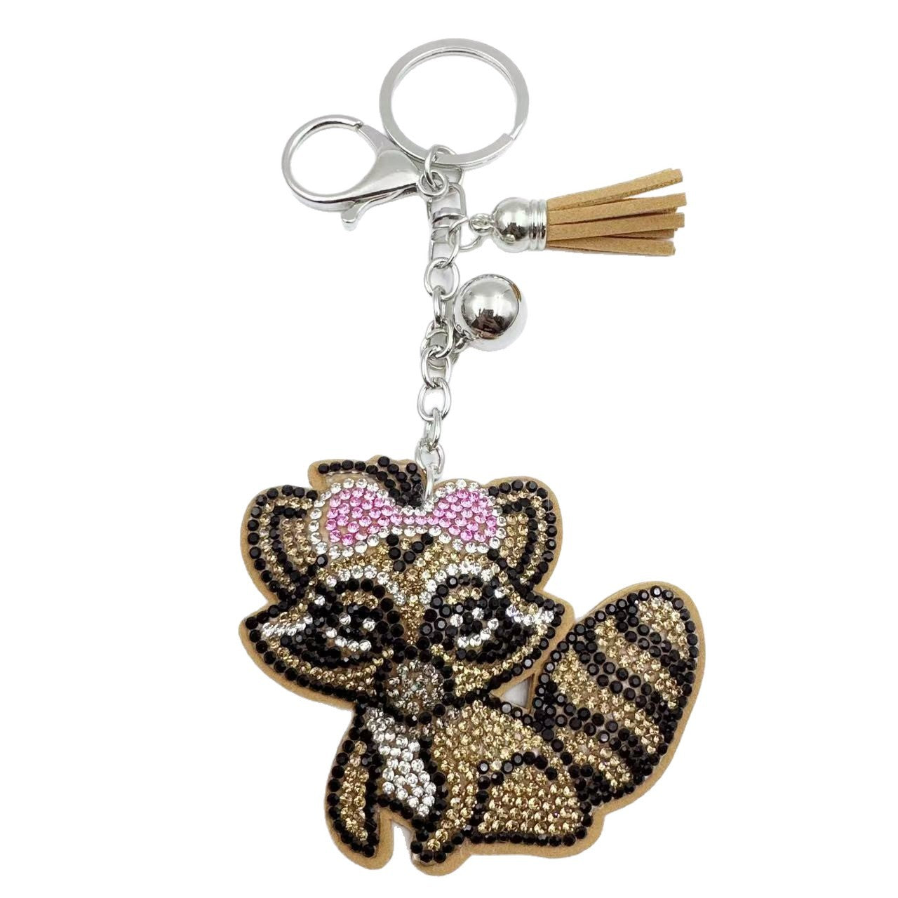 Wholesale Stylish Rhinestone Cartoon Fox Keychain Bag Charm Pink Fashion Accessory Gift