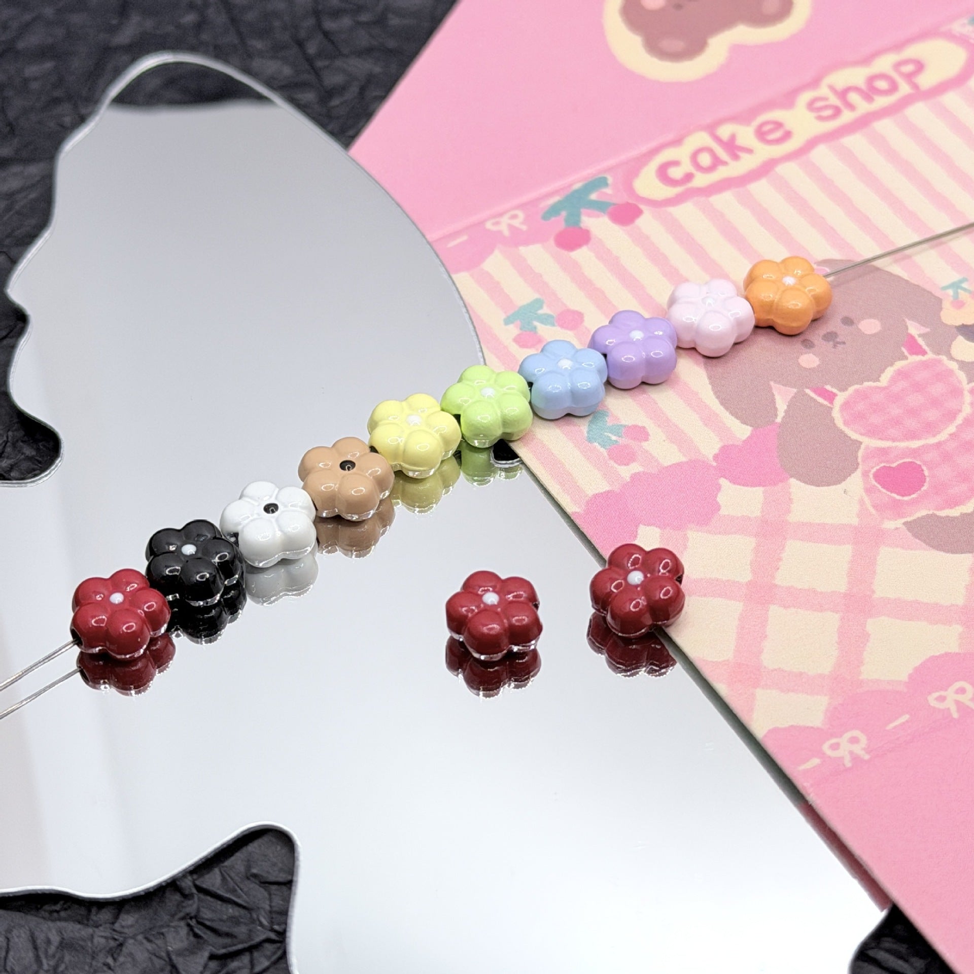 Wholesale 10pcs Plump five-petal flower beaded DIY alloy accessories beaded