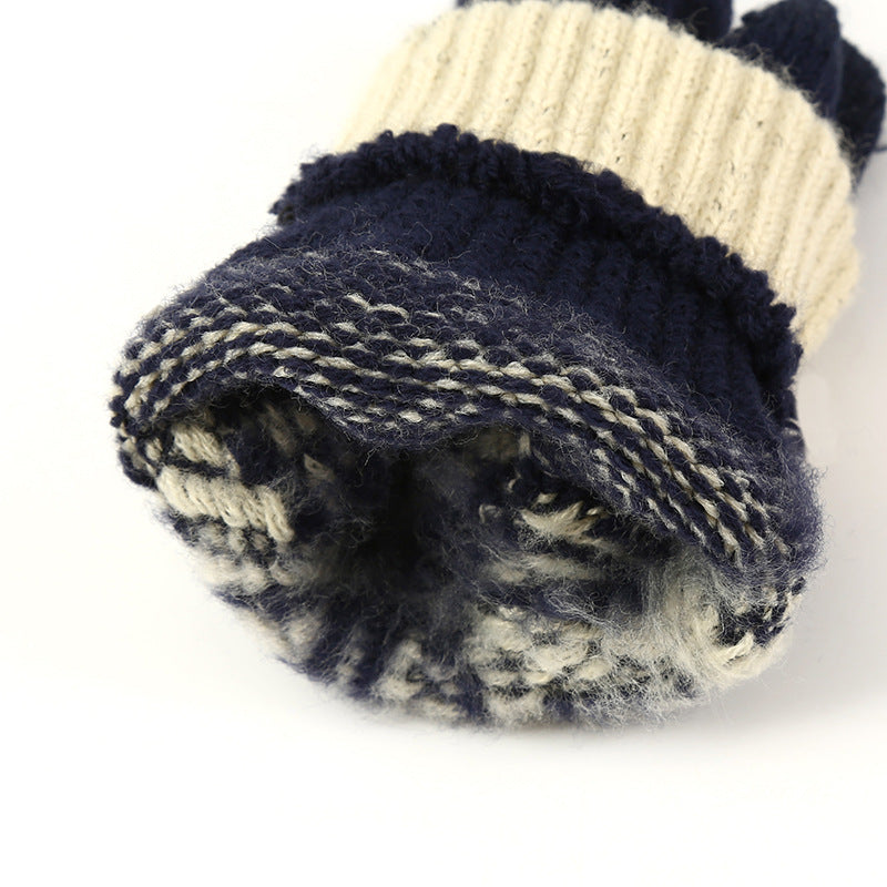 Wholesale Large Anise Plus Velvet Thickened Knitted Touch Screen Bicycle Winter Imitation Cashmere Warm Gloves