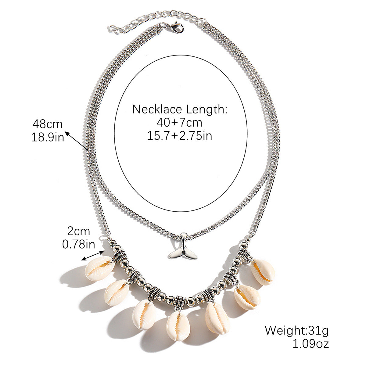 Wholesale Bohemian Shell Pendant Pullout Necklace