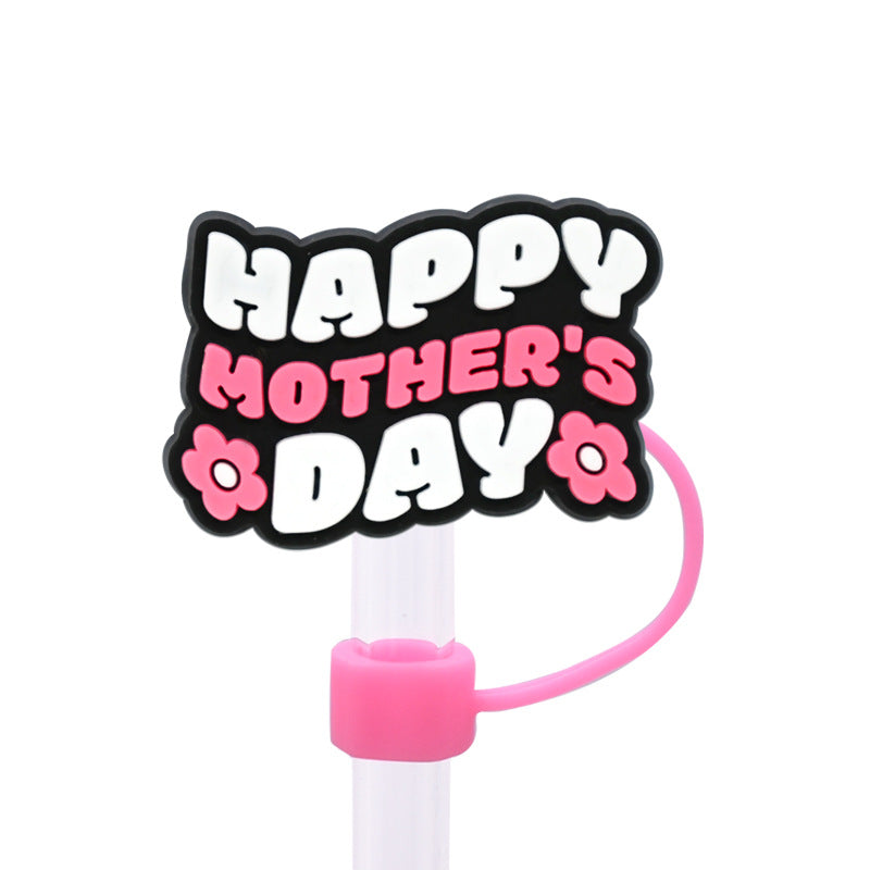 Wholesale  Random 100pcs/pack  Mother' s Day dust plug straw cap   Straw Tube Cap