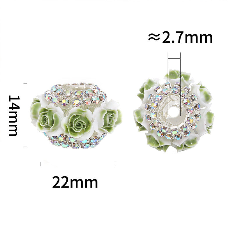 Wholesale 20pcs New resin rose flower wheel beads rhinestone chain camellia beads