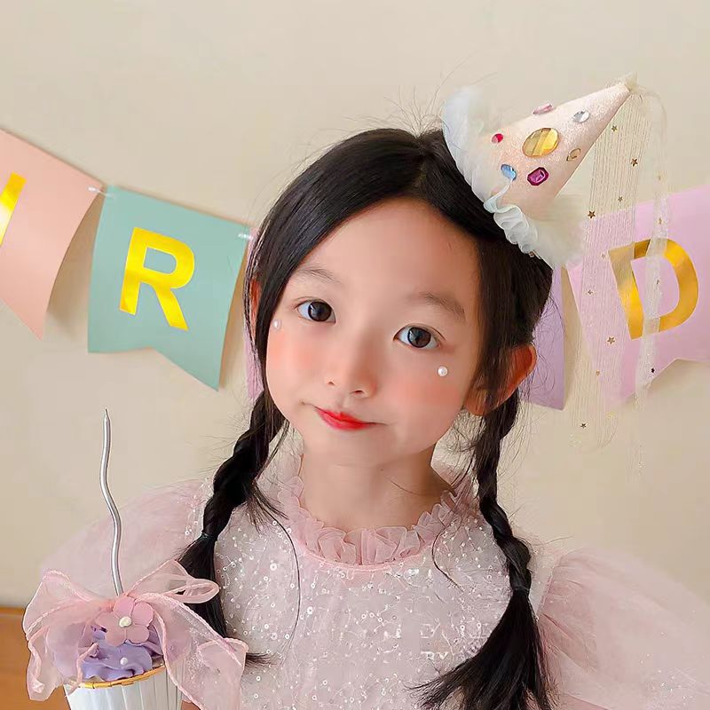 Wholesale  Mesh Ribbon Rhinestone Party Birthday Hat Hair Clip Christmas Headwear Holiday