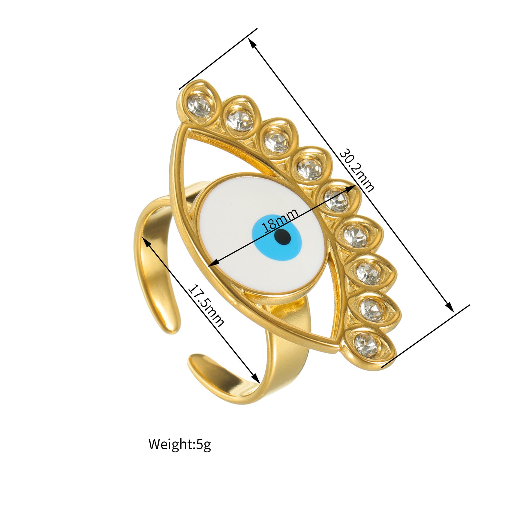 Wholesale Stylish Stainless Steel Evil Eye Open Ring For Women Trendy Fashion Jewelry Boutique Resale