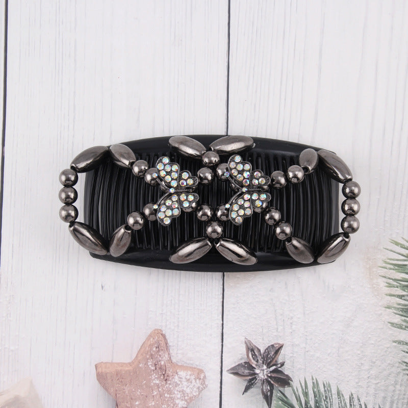 Wholesale Plastic Beaded Double Row Hair Comb