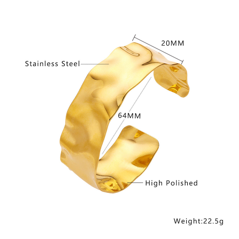 Wholesale 18k Gold Plated Hammered Wide Bracelet