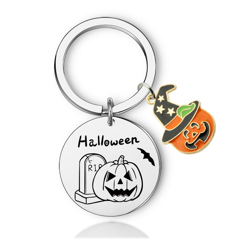 Wholesale New Halloween Stainless Steel Pumpkin Keychain