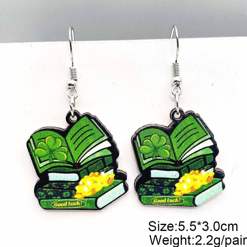 Wholesale St. Patrick's Day Irish Clover Penguin Owl Wooden Earrings
