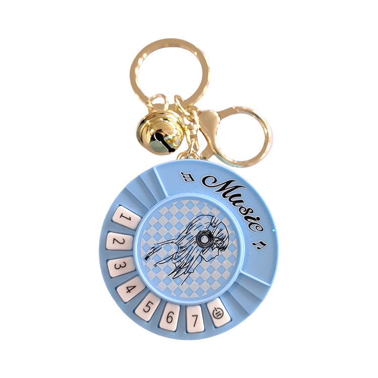 Wholesale Creative Girl Round Piano Plastic Keychains