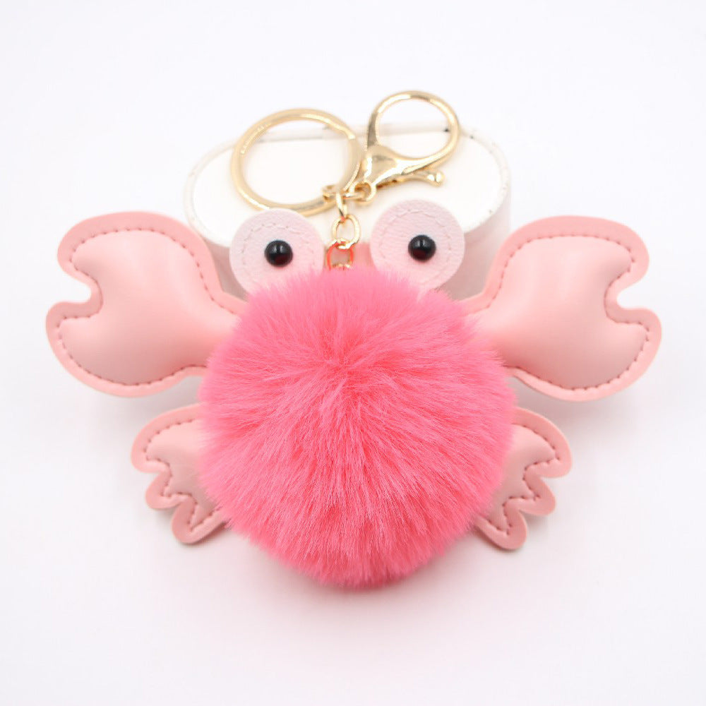 Wholesale Stylish White Leather Crab Pendant Keychain Bag Charm Decorative Gift Accessory