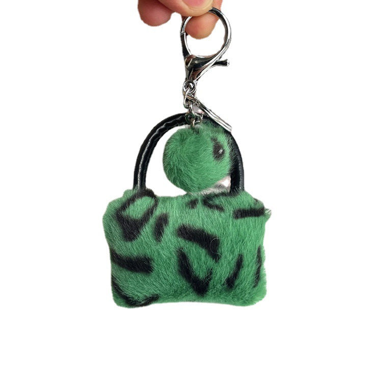 Wholesale Leopard Cute Plush Cartoon Pendant Car Hair Ball Keychain Accessories