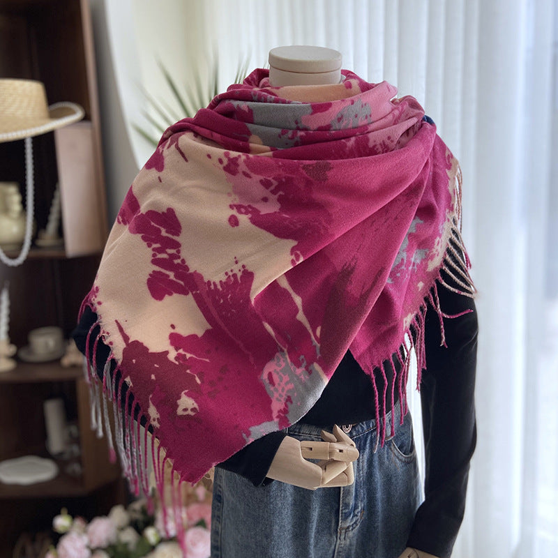 Wholesale Autumn and Winter Printed Tassel Imitation Cashmere Scarf
