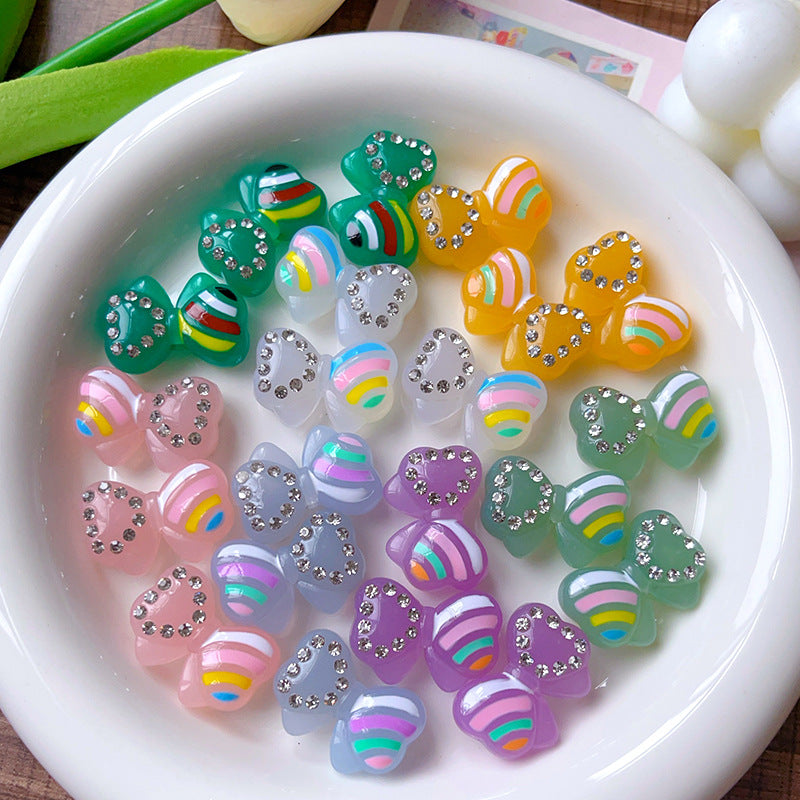 Wholesale Glow-in-the-dark rainbow bow straight beaded  Acrylic Beads