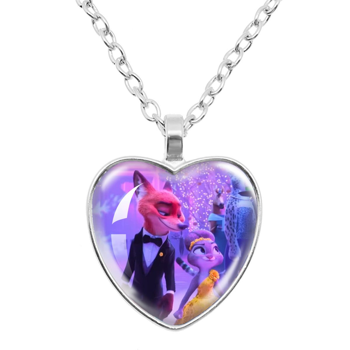 Wholesale Cartoon Fox Cute Rabbit Time Gem Heart Necklace OLY Exclusive