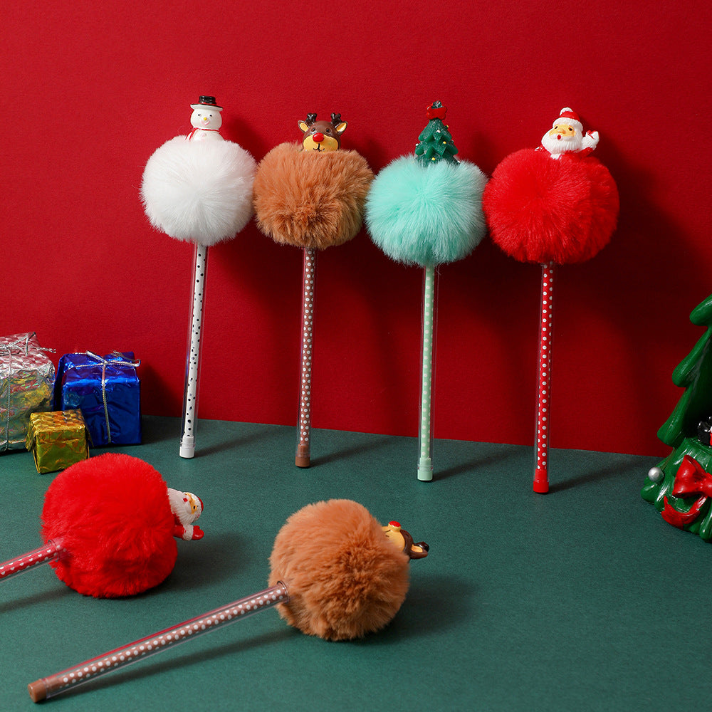 Wholesale Cartoon Christmas Hair Ball Ballpoint Pen