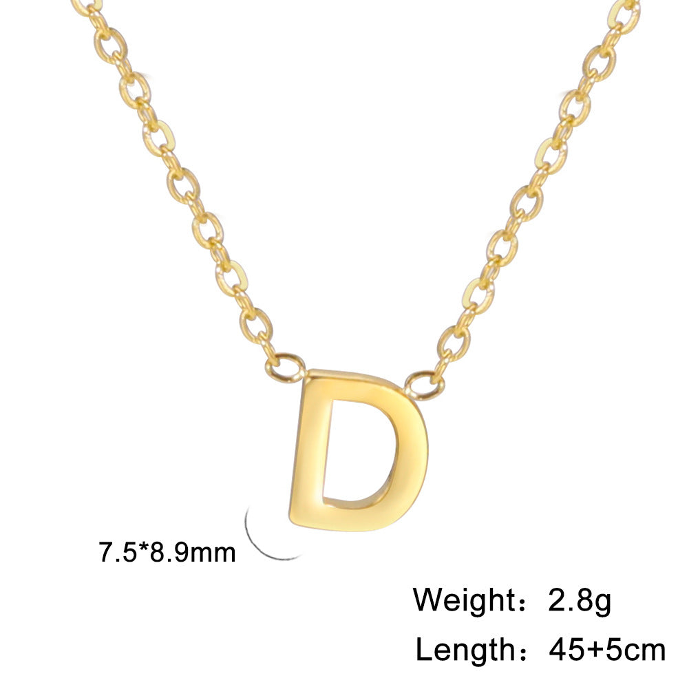 Wholesale 26 Letter 18k Genuine Gold Electroplating Non Fading Stainless Steel Necklace