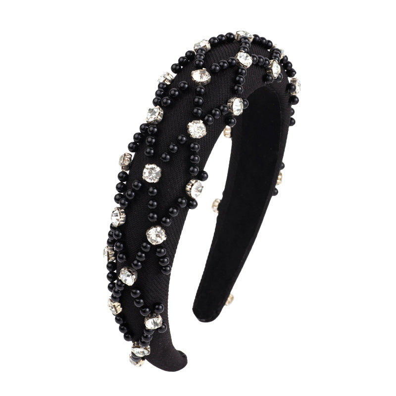 Wholesale Diamond and Pearl Baroque Sponge High Skull Headband