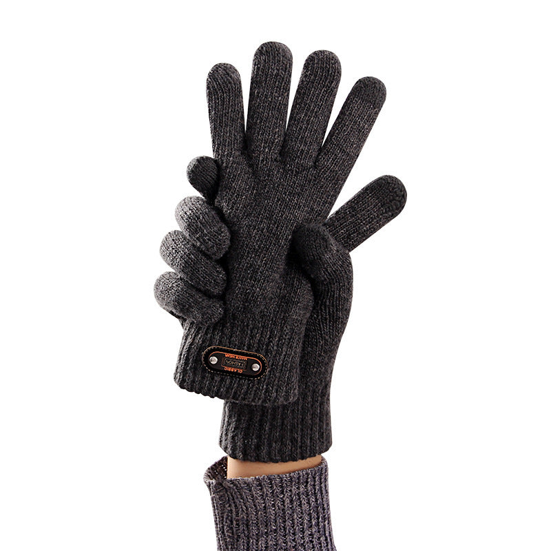 Wholesale Men's Woolen Knitted Cool High-end Warm and Plush Thick Winter Glove