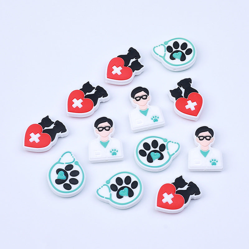 Wholesale 20PCS Cartoon Pet Doctor Silicone Beads