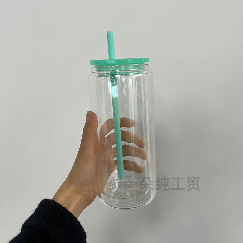Wholesale Snowball Cup Double Layer Glass Cup 16oz Perforated Thermal Sublimation Mason Cup Cola Straw & 25oz & 20oz Glass Cup Can Be DIY and Can Be Stickered