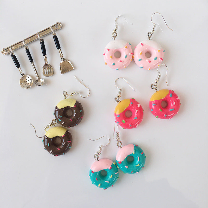 Wholesale Resin Simulation Cake Dessert Donut Earrings Set