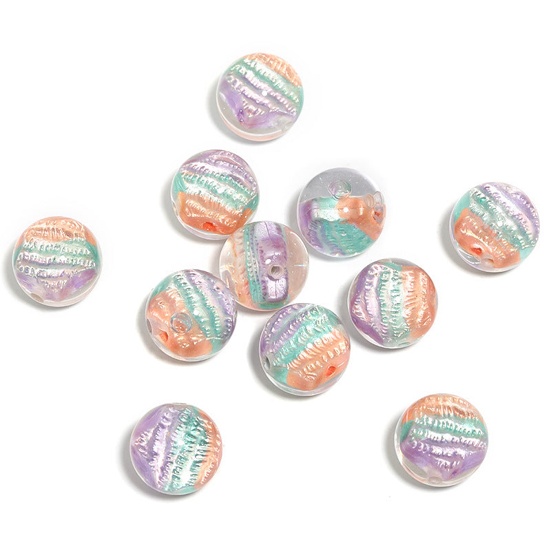 Wholesale 20pcs 16mm Oil Painting Star Five-pointed Star Resin Round Beads Diy Mobile Phone Chain Keychain Accessories Beads