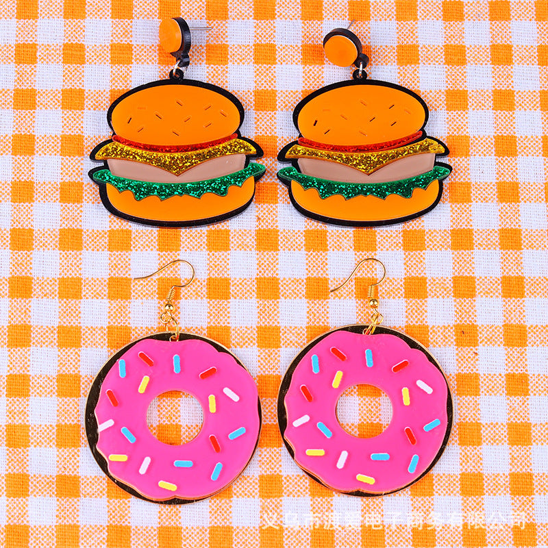Wholesale Hamburger Donuts and Acrylic Earrings