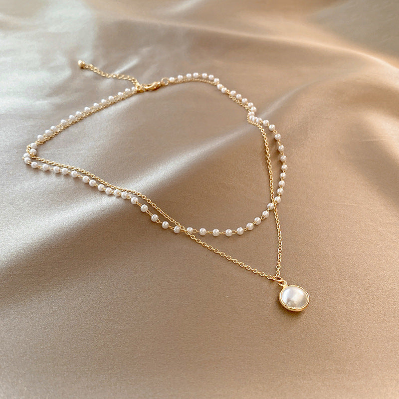 Wholesale Double pearl clavicle necklace