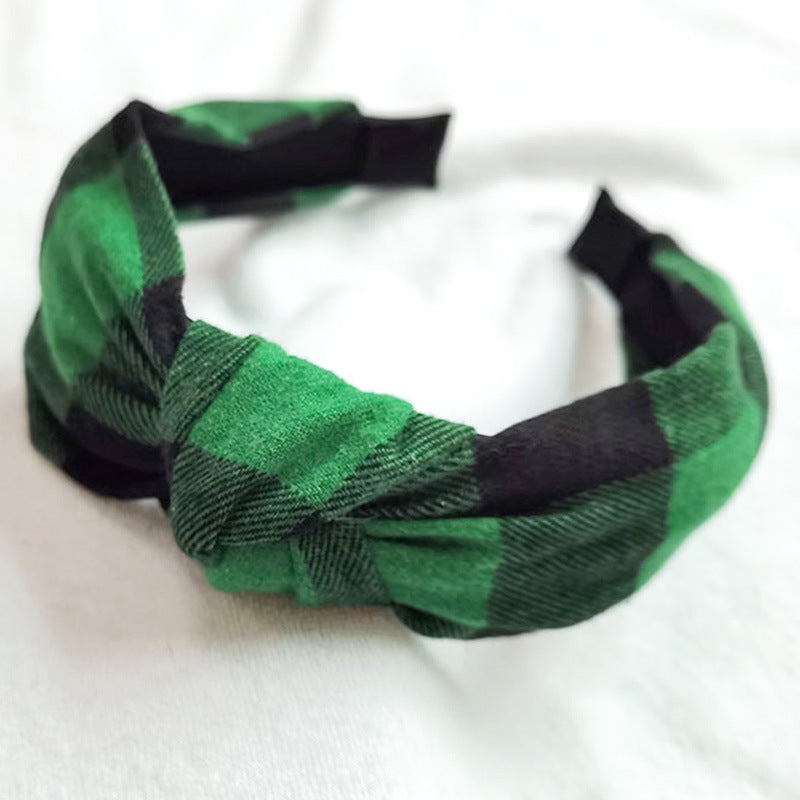 Wholesale Christmas Series Plaid Bow Cloth Headband