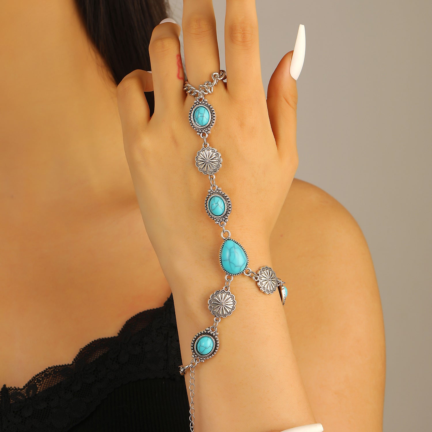 Wholesale Retro Bohemian Turquoise Necklace Bracelet Set Women S Ethnic Style Jewelry Accessory Gift Boutique Resale