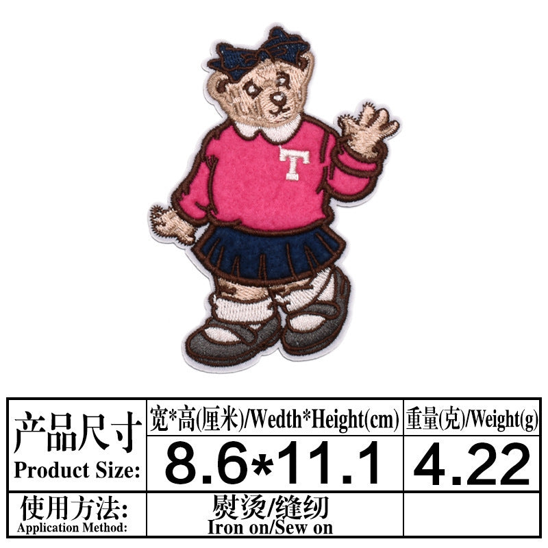 Wholesale Cute Cartoon Bear Iron On Cloth Patch Modern Simple Applique For Clothing
