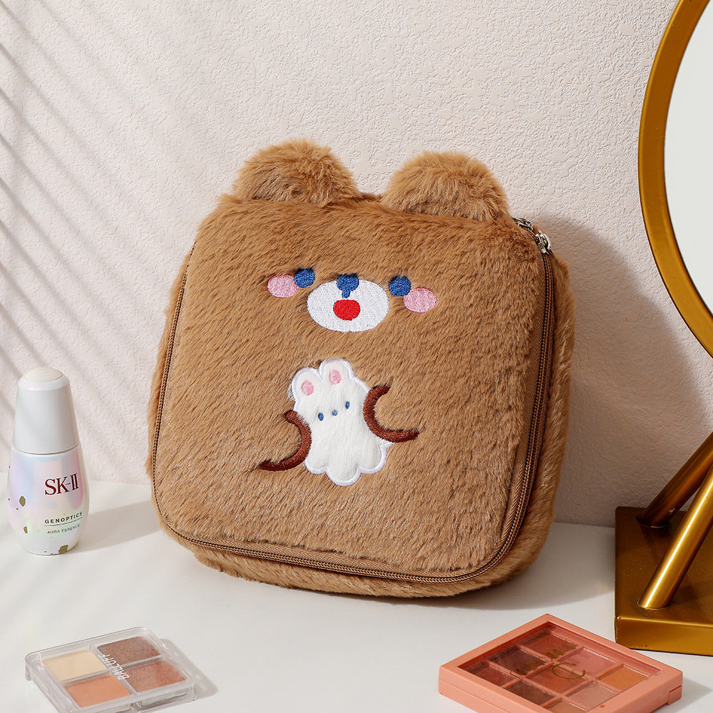 Wholesale Winter Cartoon Plush Square Cosmetic Bag