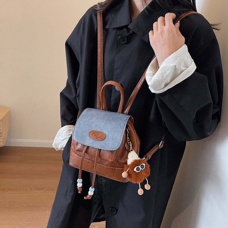 Wholesale 2023 Versatile Denim Stitching PU Backpack