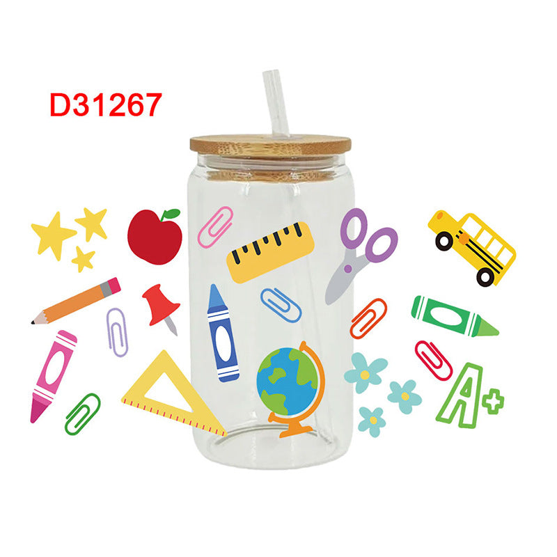 Wholesale Pencil Rainbow Teacher's Day 16oz Cup UV DTF Wraps