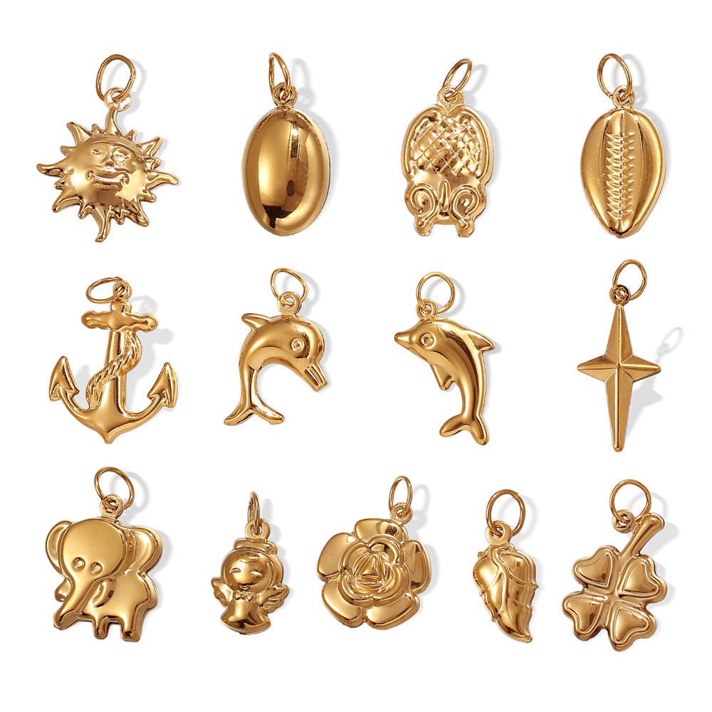 Wholesale Stainless Steel Sun Dolphin Pendant Necklace