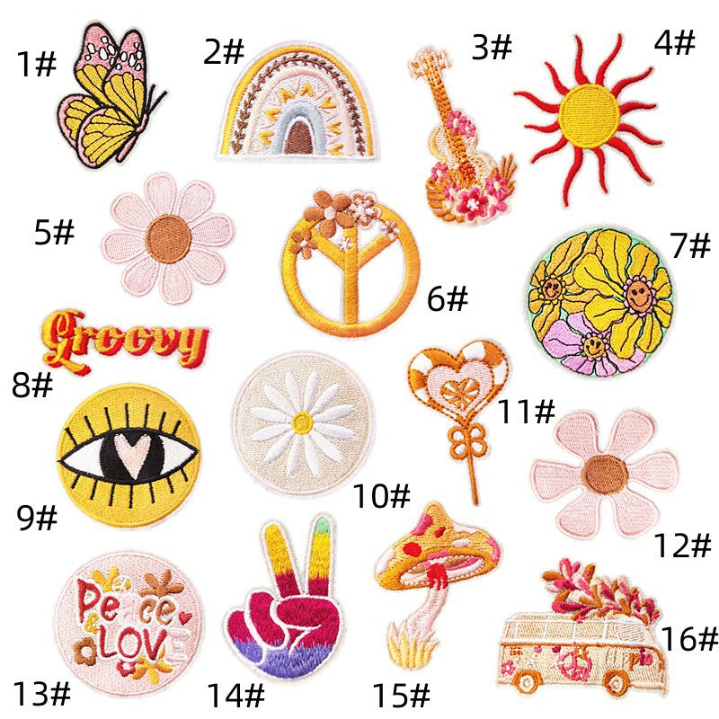 Wholesale Embroidered Butterfly Cartoon Floral Iron On Patch For Hat Decorative Fashion Accessory