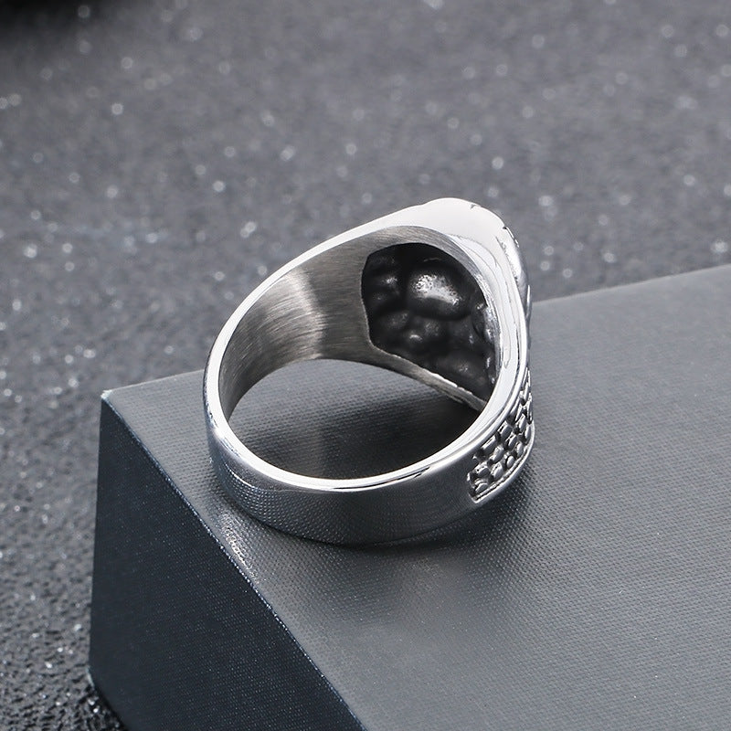 Wholesale Hip-hop punk style skull stainless steel men's ring