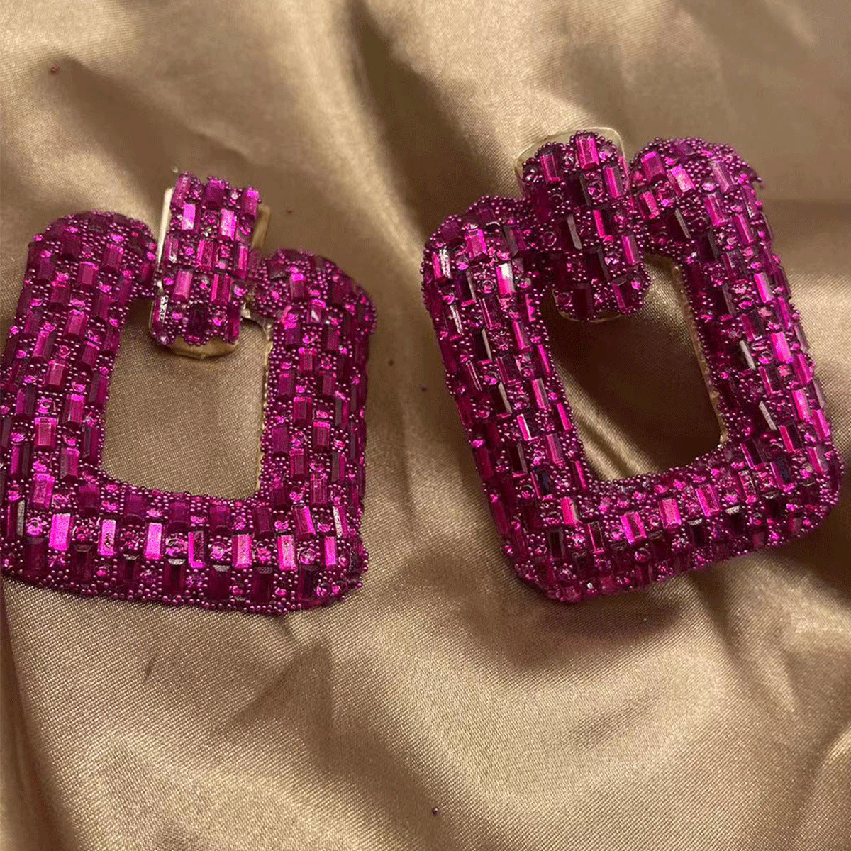 Wholesale Colored Glass Full Water Diamond Earrings