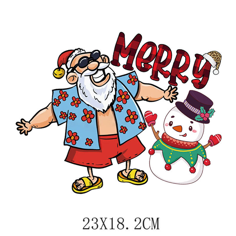 Wholesale Christmas snowman cartoon heat transfer  UV DTF Ready to Press Transfers Wraps