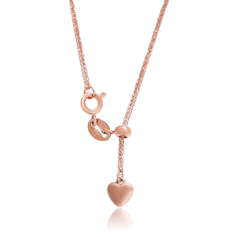 Wholesale Stainless Steel Gold-plated Fashionable Personalized Heart Tassel Adjustable Temperament Necklaces