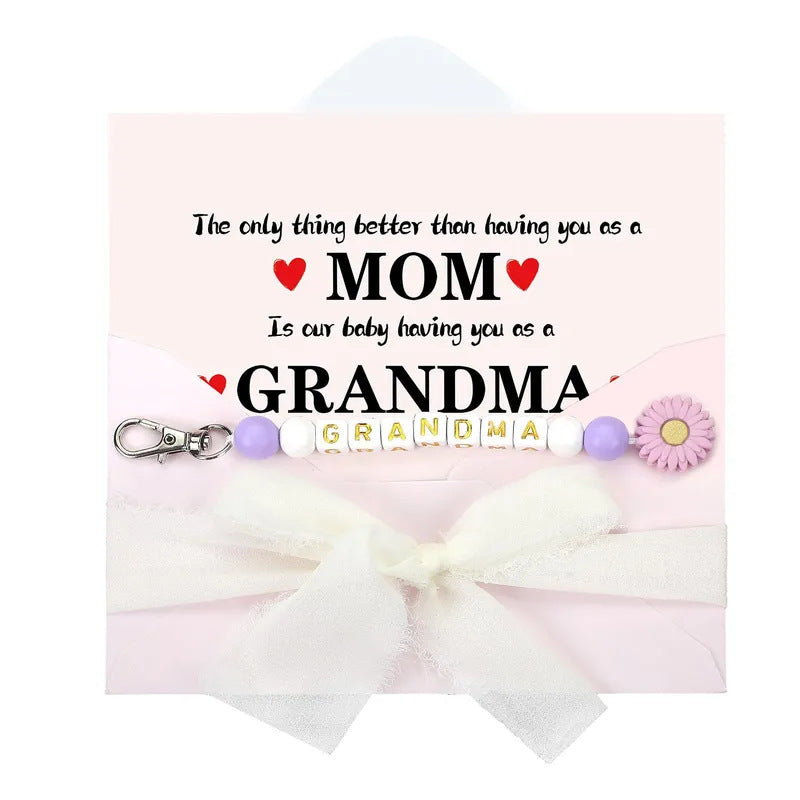 Wholesale Letter Bead Keychain Silicone  Pendant Keychain