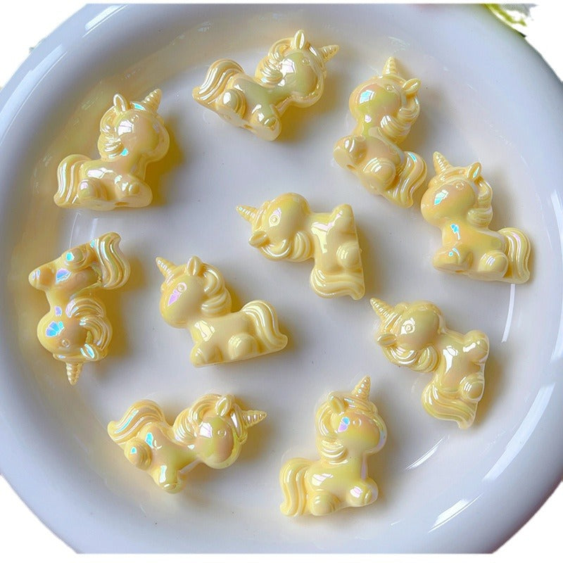 Wholesale Luminous Unicorn Through-hole Bead  Acrylic Beads