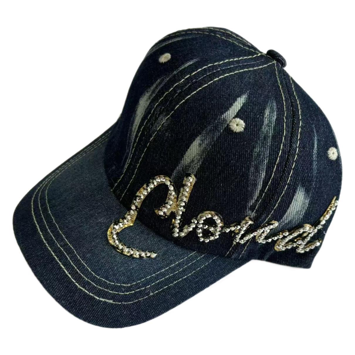 Wholesale Women's New Point Diamond Baseball Cap Outdoor Sports Leisure Diamond-studded Leopard Print Letter