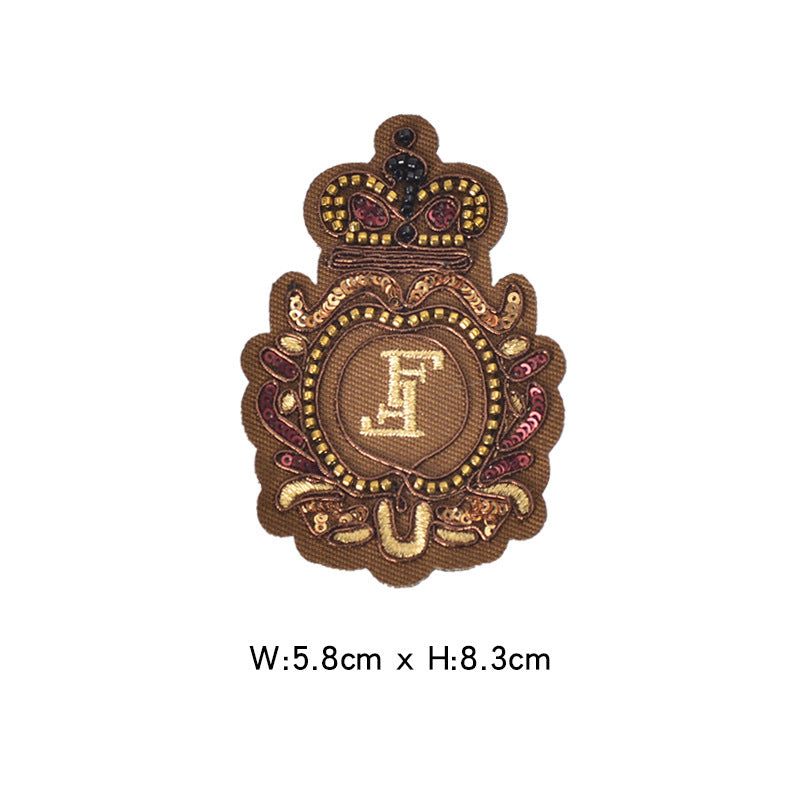 Wholesale Felt Base Sequin 3D Crown Bee Embroidered Patch Badge For Clothing Towel DIY Accessory